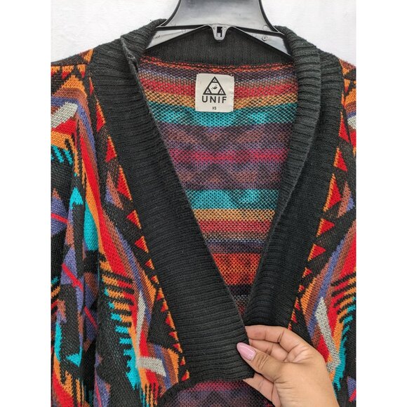 UNIF Knit Cardigan Women Size XS Aztec Pattern Open Front Boho Grunge Y2K Indie - Picture 6 of 10